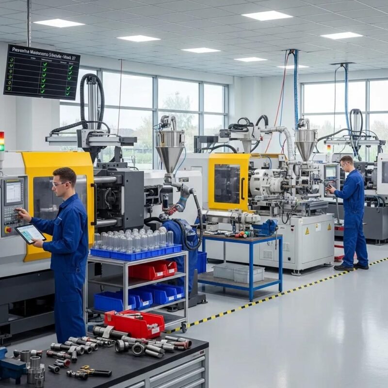 Modern plastic machinery workshop highlighting preventive maintenance practices